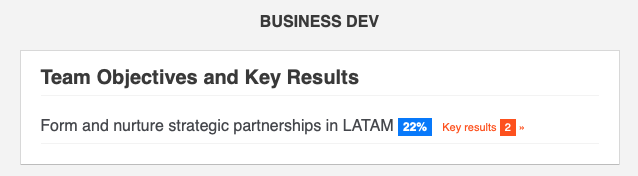 Business Dev OKR status