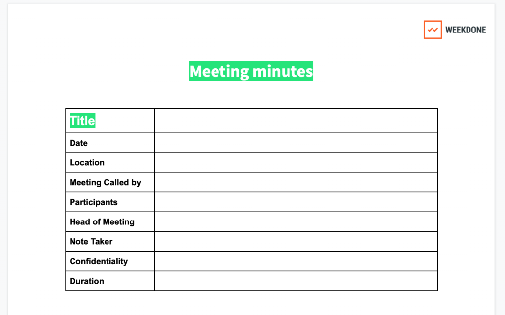 meeting minutes template